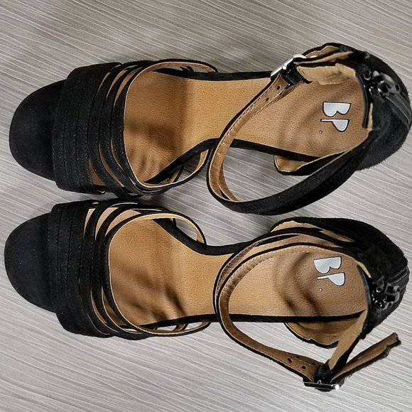 BP. Gaby Ankle Strap Sandal, Black Suede, Womens Various Sizes - Picture 9 of 10